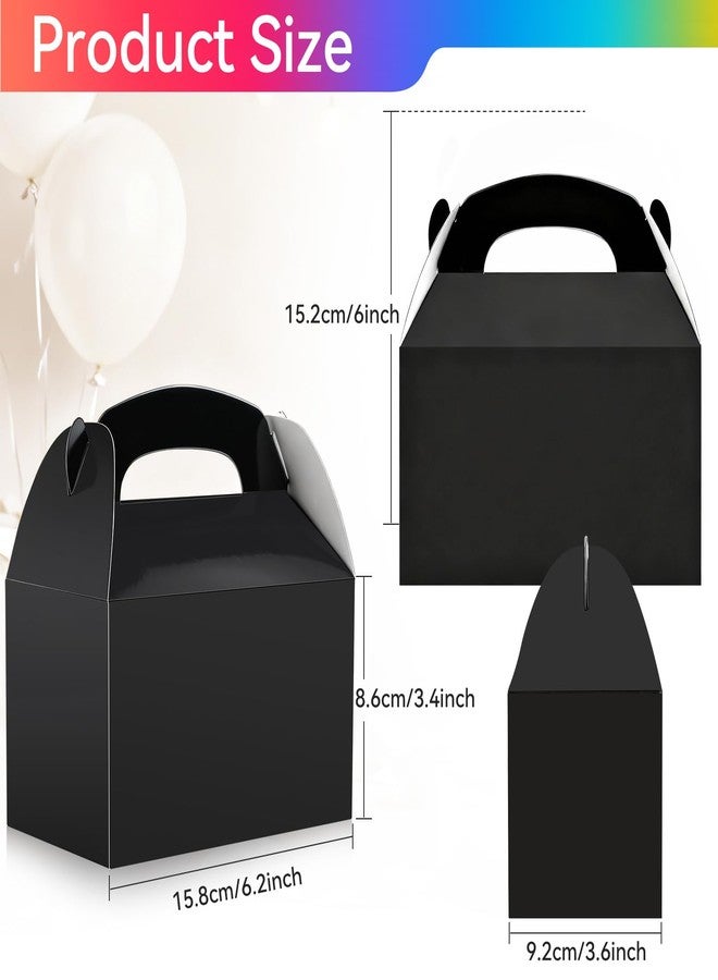 Bgtecho 24 Pack Gable Treat Boxes, 6.2 x 3.6 x 3.4 Inch Black Paper Gift Boxes, Party Favor Box With Handle, Goodie Candy Gable Box for Snacks Cookie Candy Birthday Wedding Party Supplies - Image 2